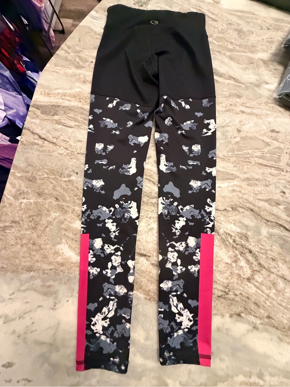 Champion High Rise Abstract Print Leggings Women’s Small Black Pink - Picture 6 of 9